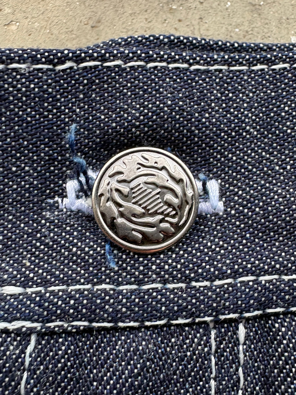 CHAIN LINK RAW DENIM JEANS