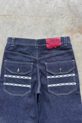 CHAIN LINK RAW DENIM JEANS